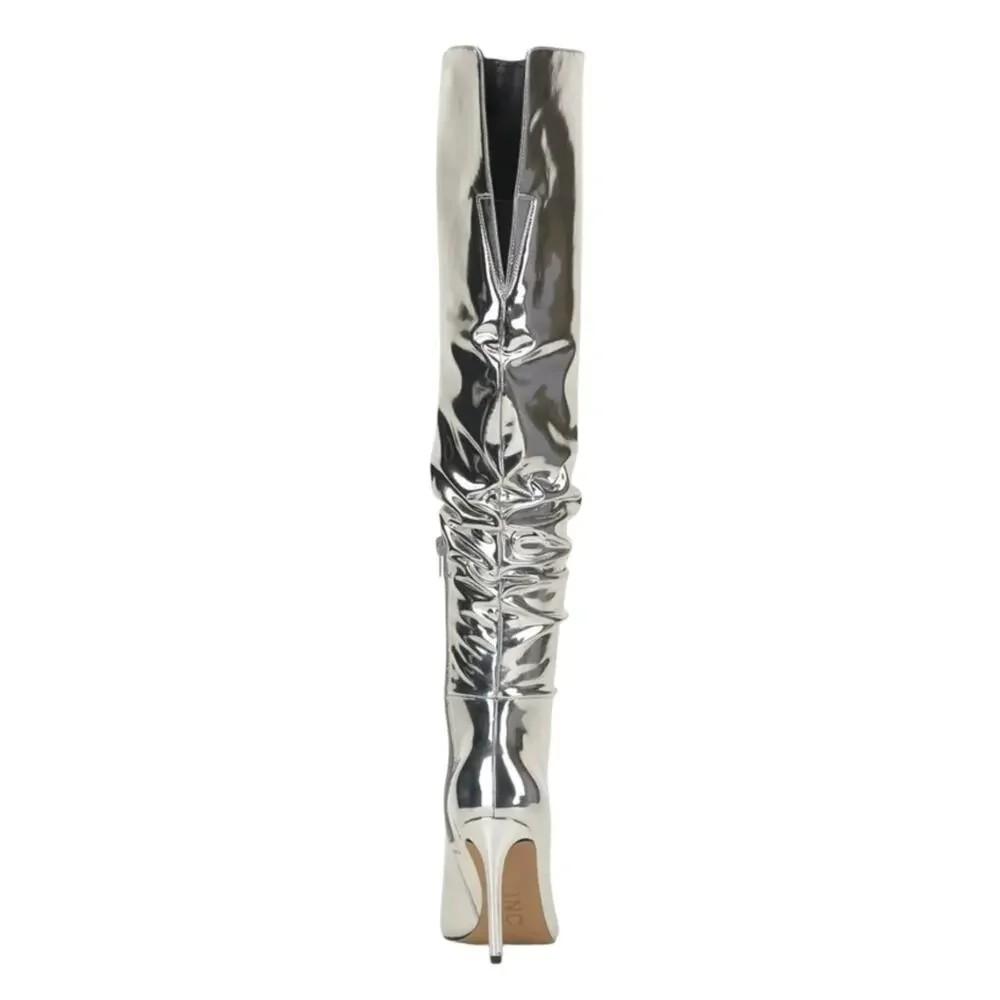 INC Women's Iyonna Over The Knee Slouch Boots Silver Size 9